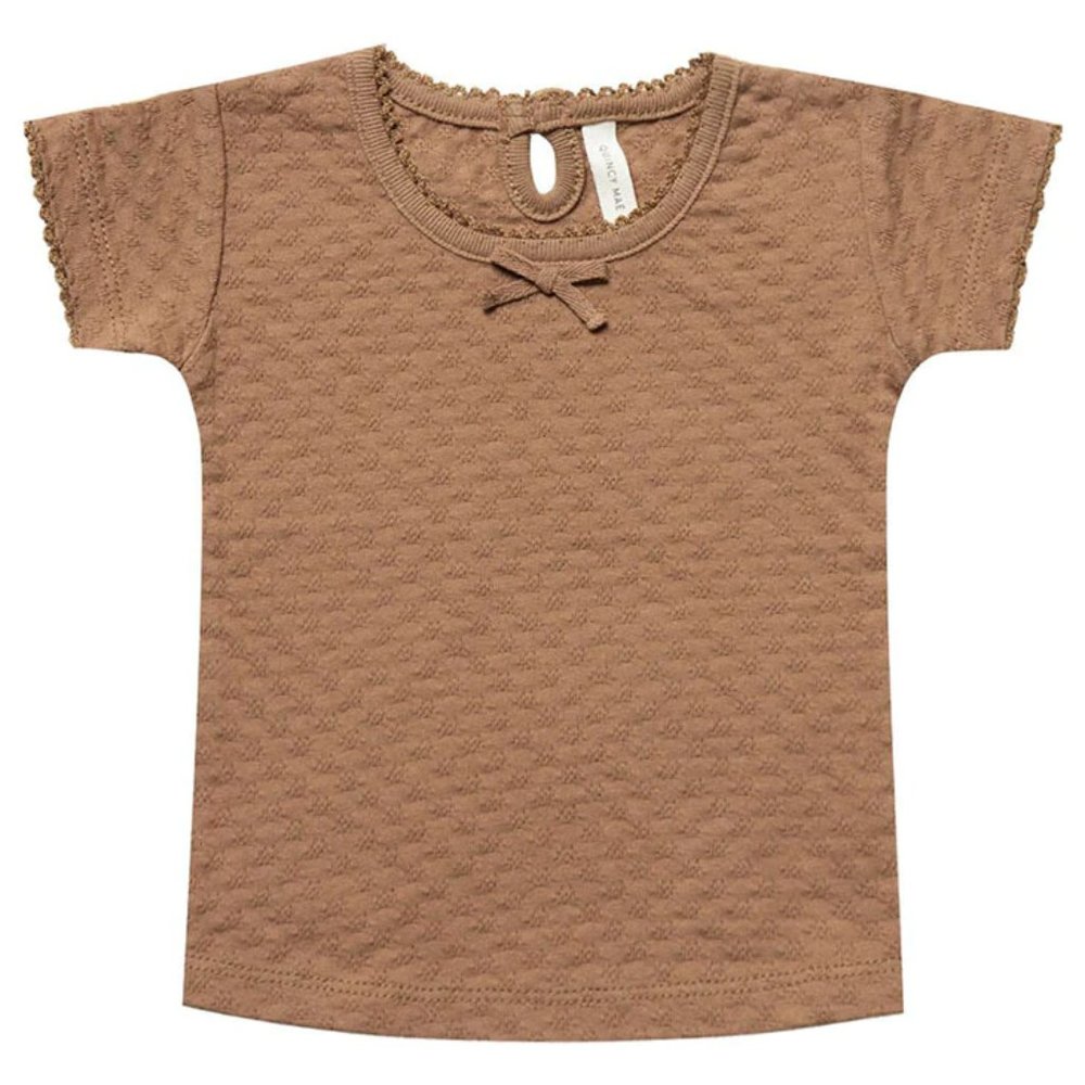 Quincy Mae Pointelle Tee - Copper - 12-18 month